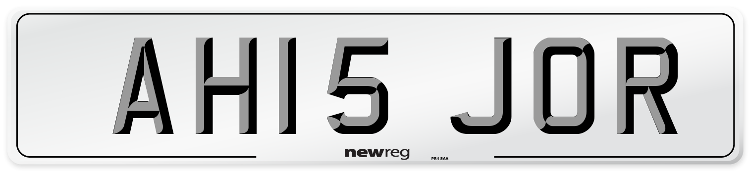 AH15 JOR Number Plate from New Reg